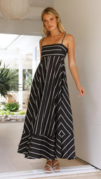 Cross Border Sweet Spaghetti-Strap Elastic Back Long Dress
