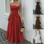 Parisian Polka Dot Off-Shoulder Vacation Maxi Dress