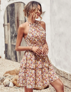 Summer Halter Dress Fashion Boho Backless Ruffled Beach Women Dress