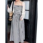 French Riviera Off-Shoulder Stripe Maxi Dress