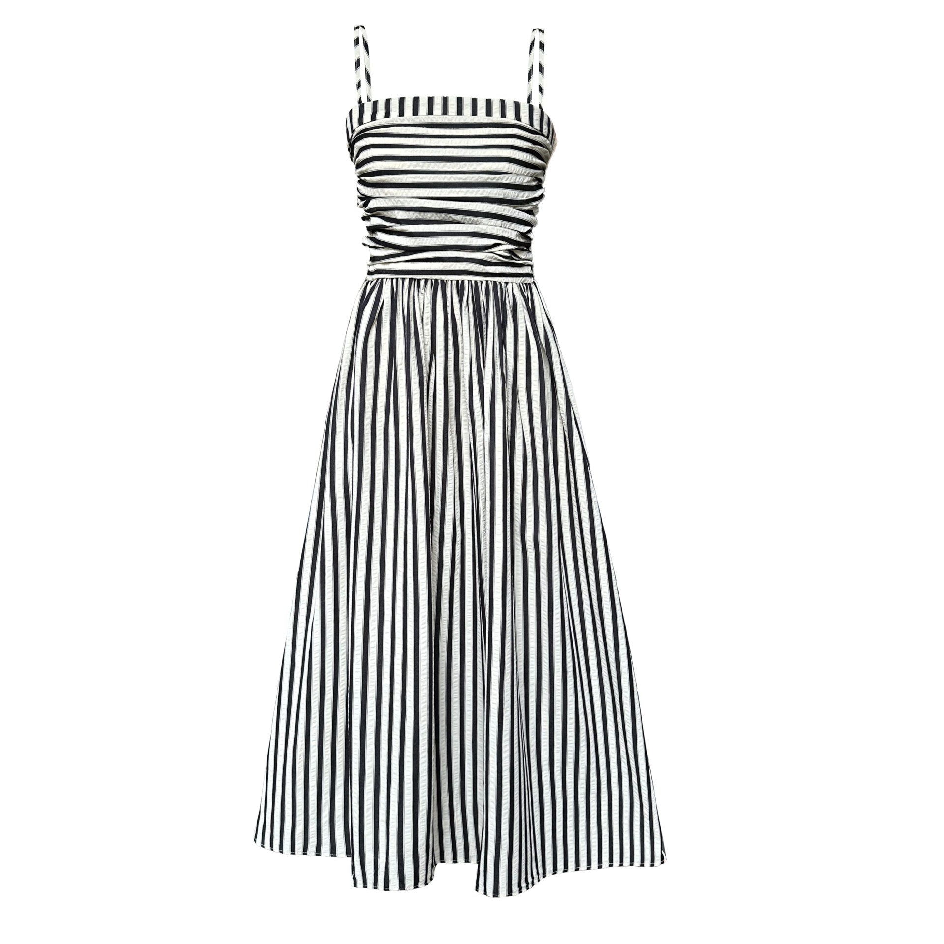 French Riviera Off-Shoulder Stripe Maxi Dress