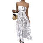 Parisian Polka Dot Off-Shoulder Vacation Maxi Dress