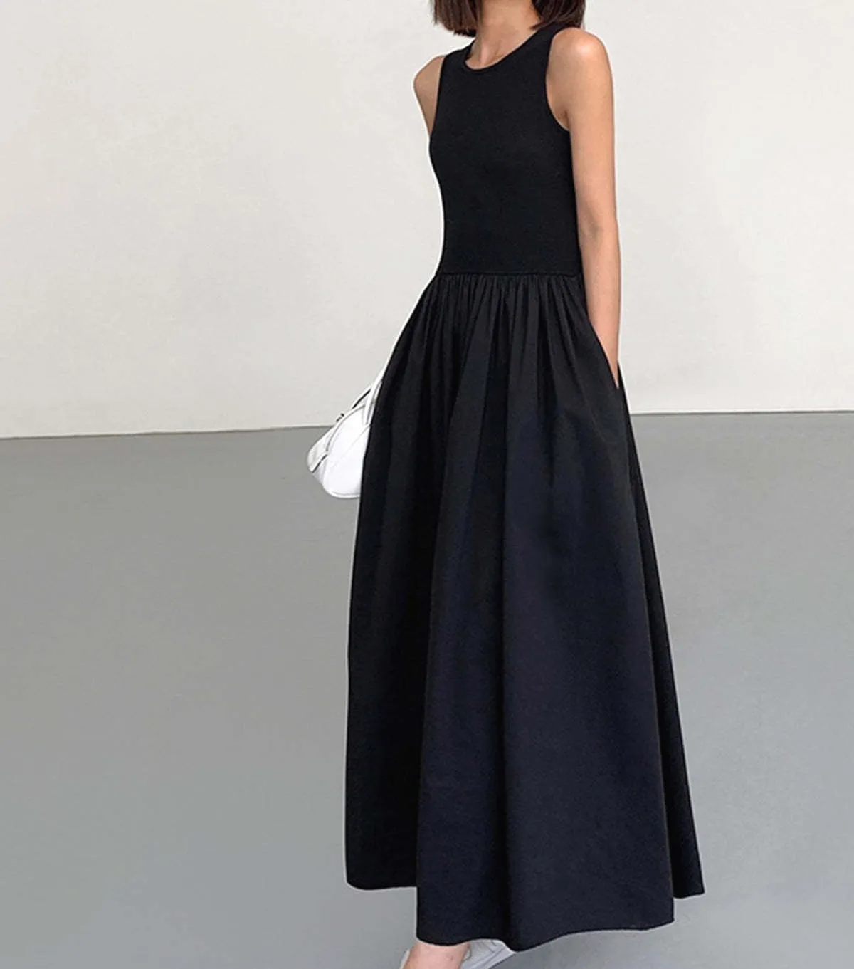 Patchwork Sleeveless Summer Maxi Dress – Slim Fit Long Patchwork Skirt, Boho Flowy Vacation Dress for Women