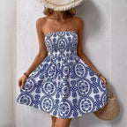 Elegant Fashion Blue Tube Top Women Dress