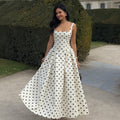 Collar Polka-dot Cinched Pleated Large Swing Sling Dress