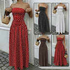 Parisian Polka Dot Off-Shoulder Vacation Maxi Dress