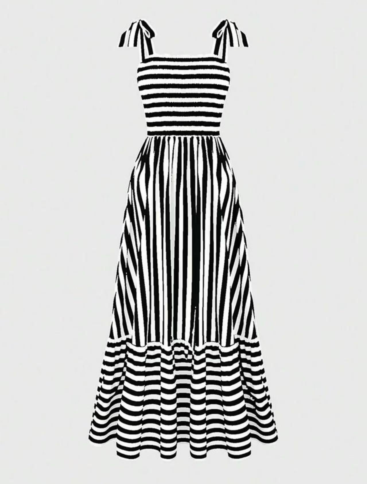 Women's Fashion Long Striped Casual Dress