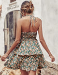 Summer Halter Dress Fashion Boho Backless Ruffled Beach Women Dress