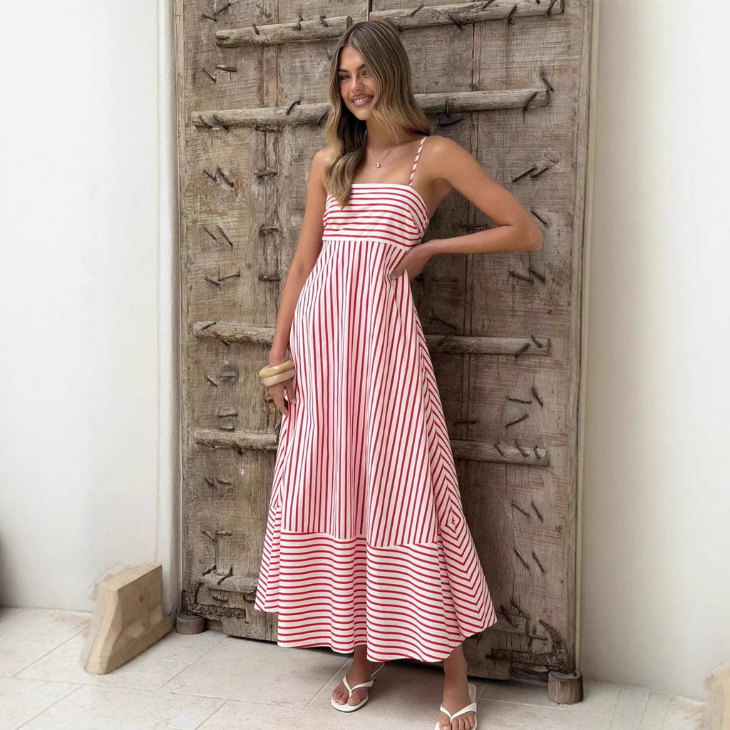 Women Summer Striped Maxi Dress