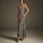 Sleeveless Backless Zebra Print Dress Formal Gown