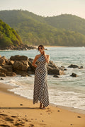 Sleeveless Backless Zebra Print Dress Formal Gown