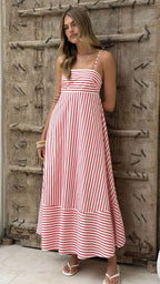 Women Summer Striped Maxi Dress