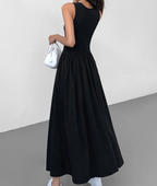 Patchwork Sleeveless Summer Maxi Dress – Slim Fit Long Patchwork Skirt, Boho Flowy Vacation Dress for Women