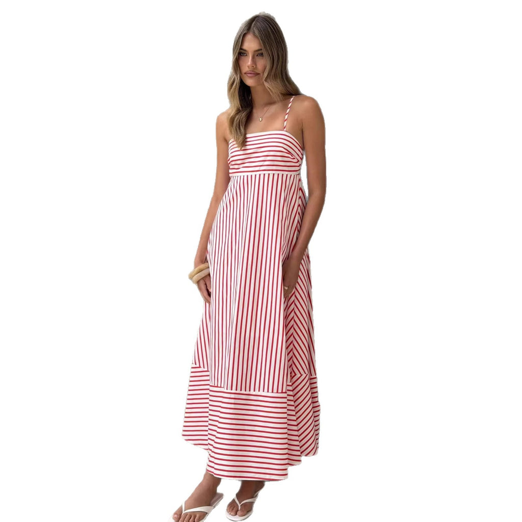 Women Summer Striped Maxi Dress