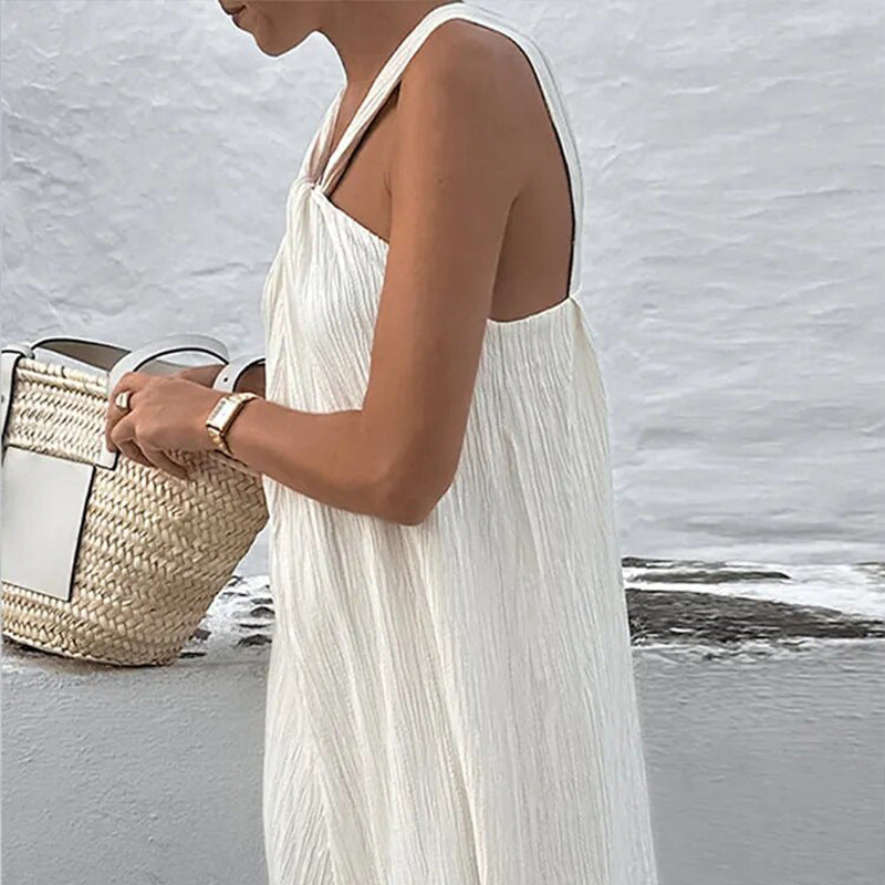 Women Spring Leisure Halter Holiday Long Dress