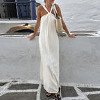 Women Spring Leisure Halter Holiday Long Dress
