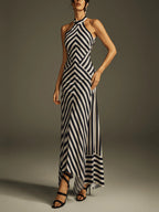 Sleeveless Backless Zebra Print Dress Formal Gown