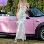 Polka-dot Self-tie Halterneck With Suspenders Sleeveless Dress