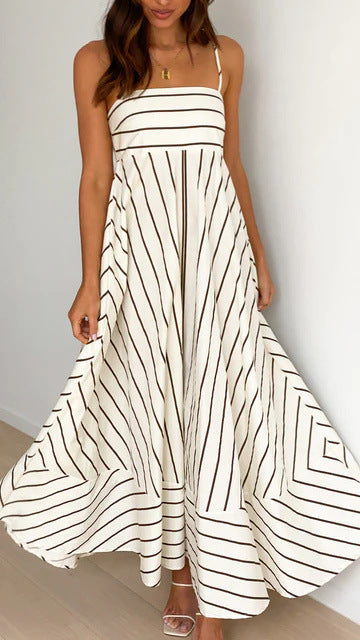 Cross Border Sweet Spaghetti-Strap Elastic Back Long Dress
