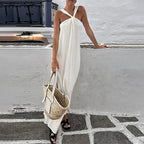 Women Spring Leisure Halter Holiday Long Dress