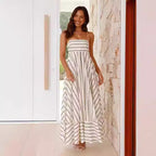 Cross Border Sweet Spaghetti-Strap Elastic Back Long Dress
