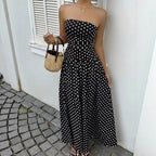 Parisian Polka Dot Off-Shoulder Vacation Maxi Dress