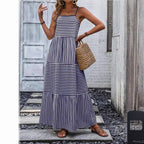 European And American Printed Sling Bohemian Stitching Dress