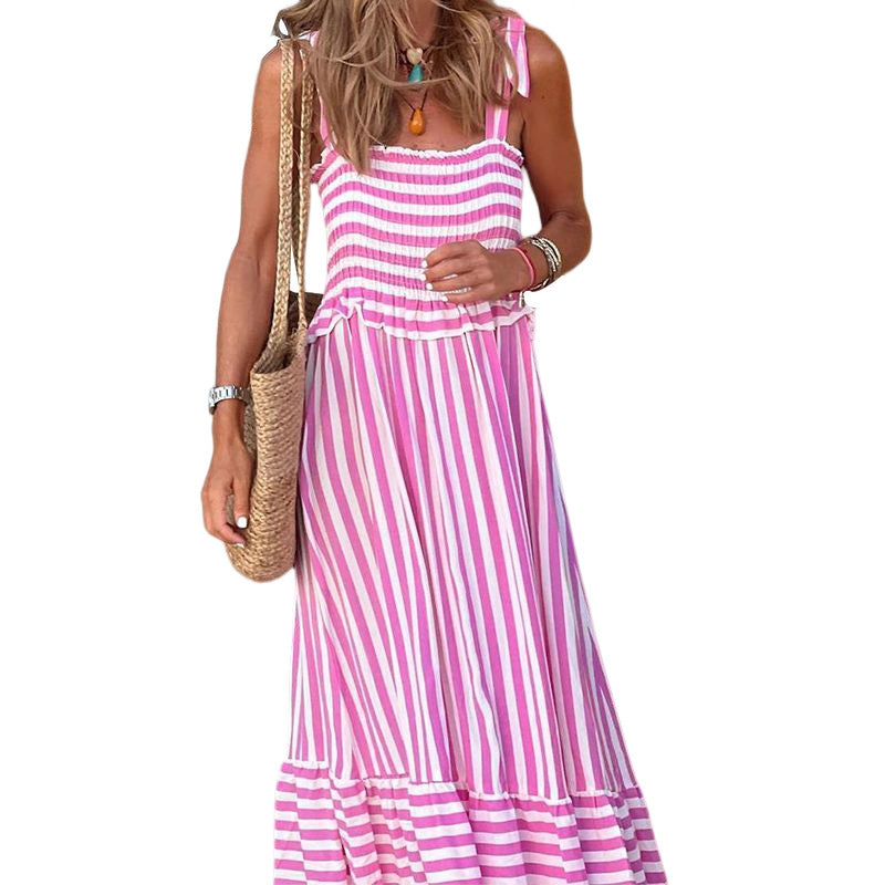 Women's Fashion Long Striped Casual Dress