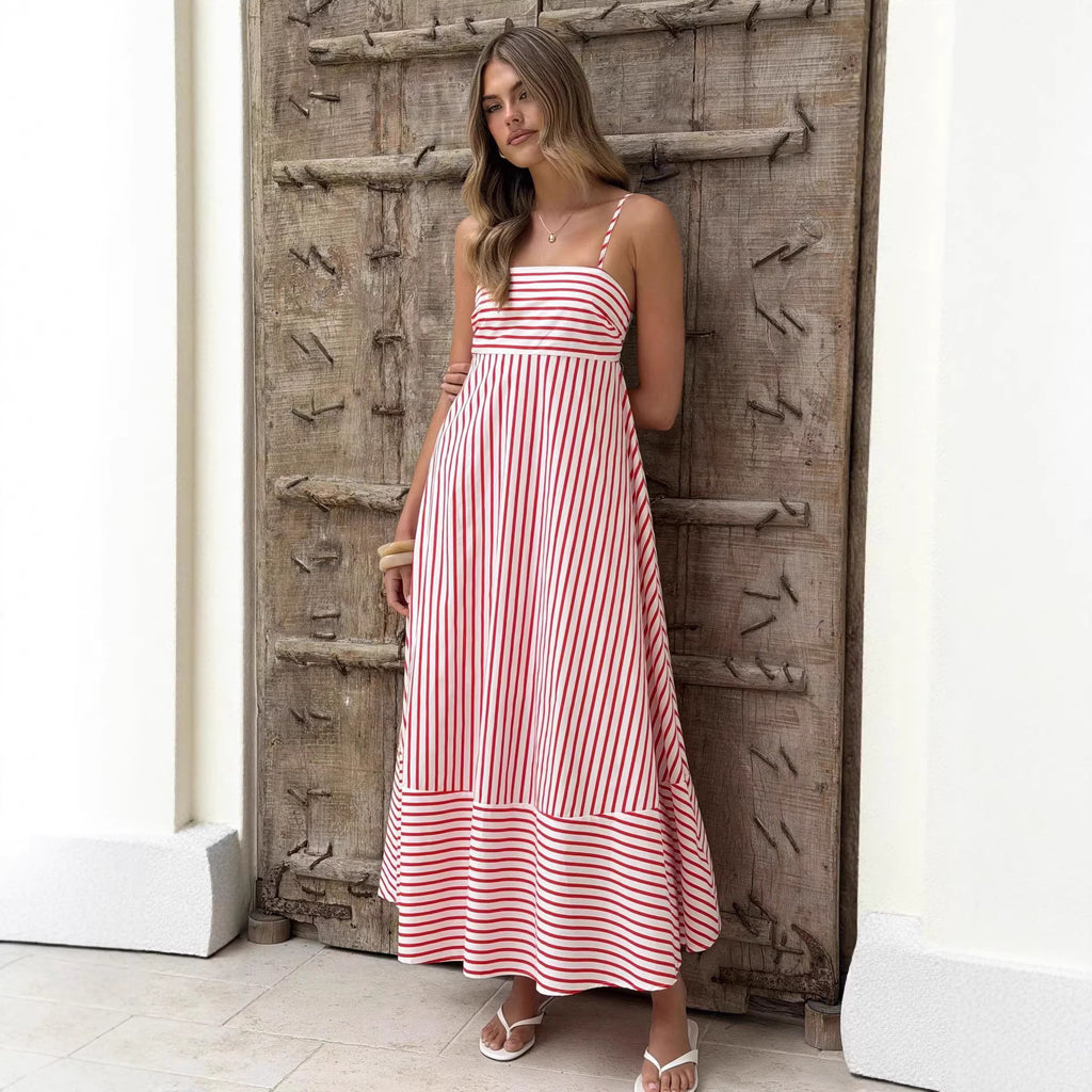 Women Summer Striped Maxi Dress