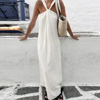 Women Spring Leisure Halter Holiday Long Dress