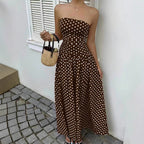 Parisian Polka Dot Off-Shoulder Vacation Maxi Dress