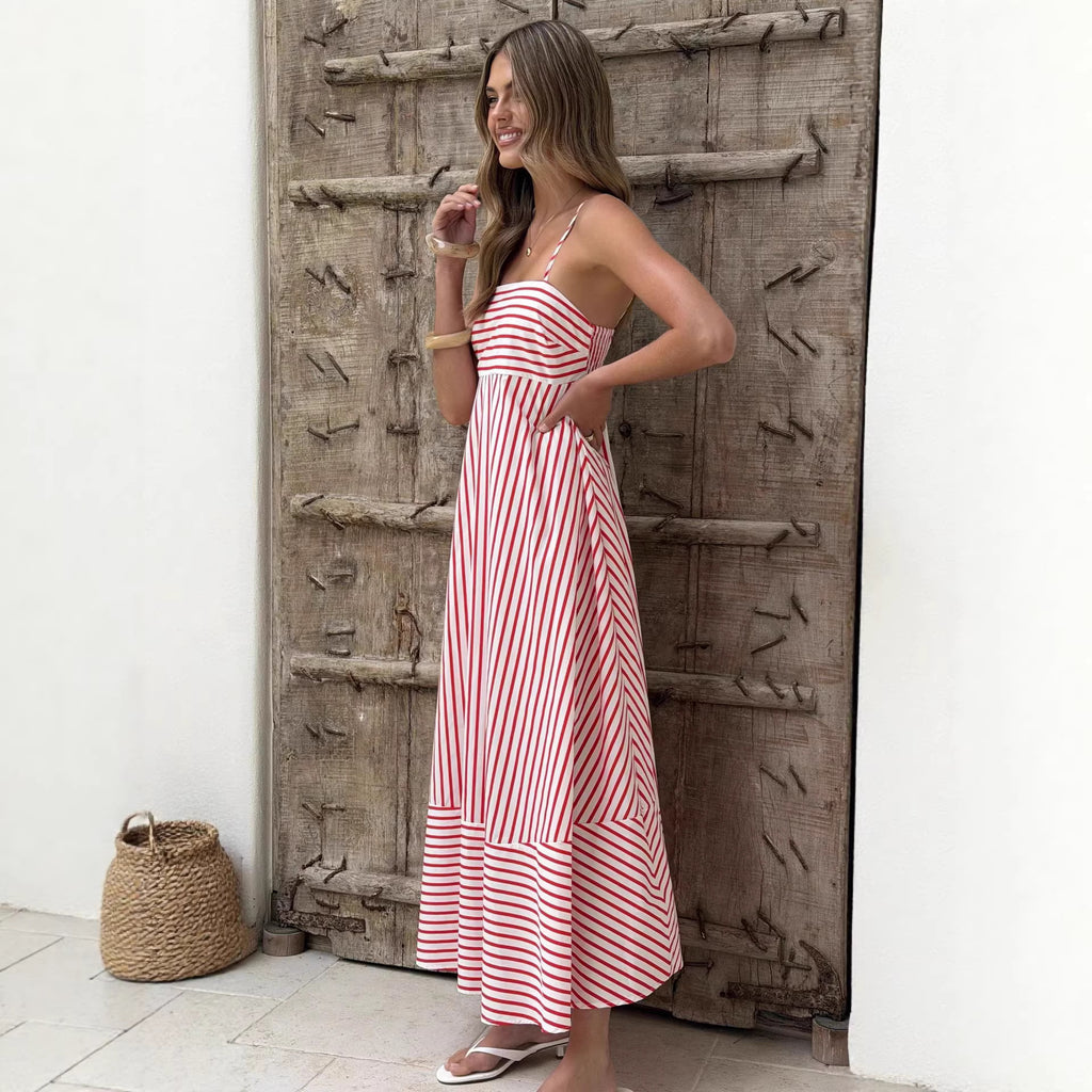 Women Summer Striped Maxi Dress