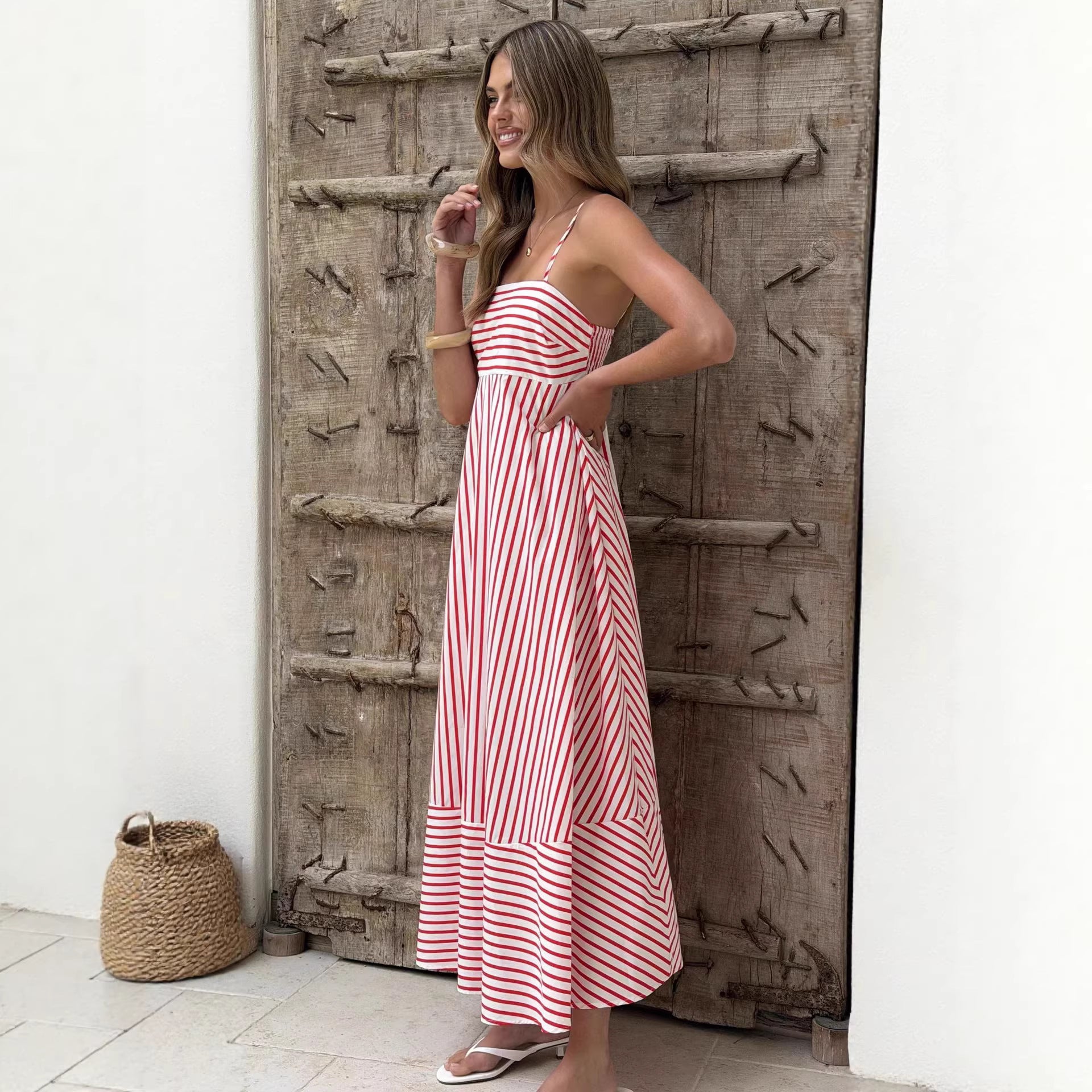 Women Summer Striped Maxi Dress