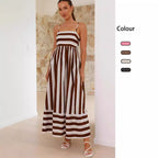 Cross Border Sweet Spaghetti-Strap Elastic Back Long Dress