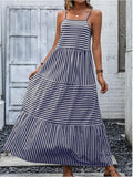 European And American Printed Sling Bohemian Stitching Dress