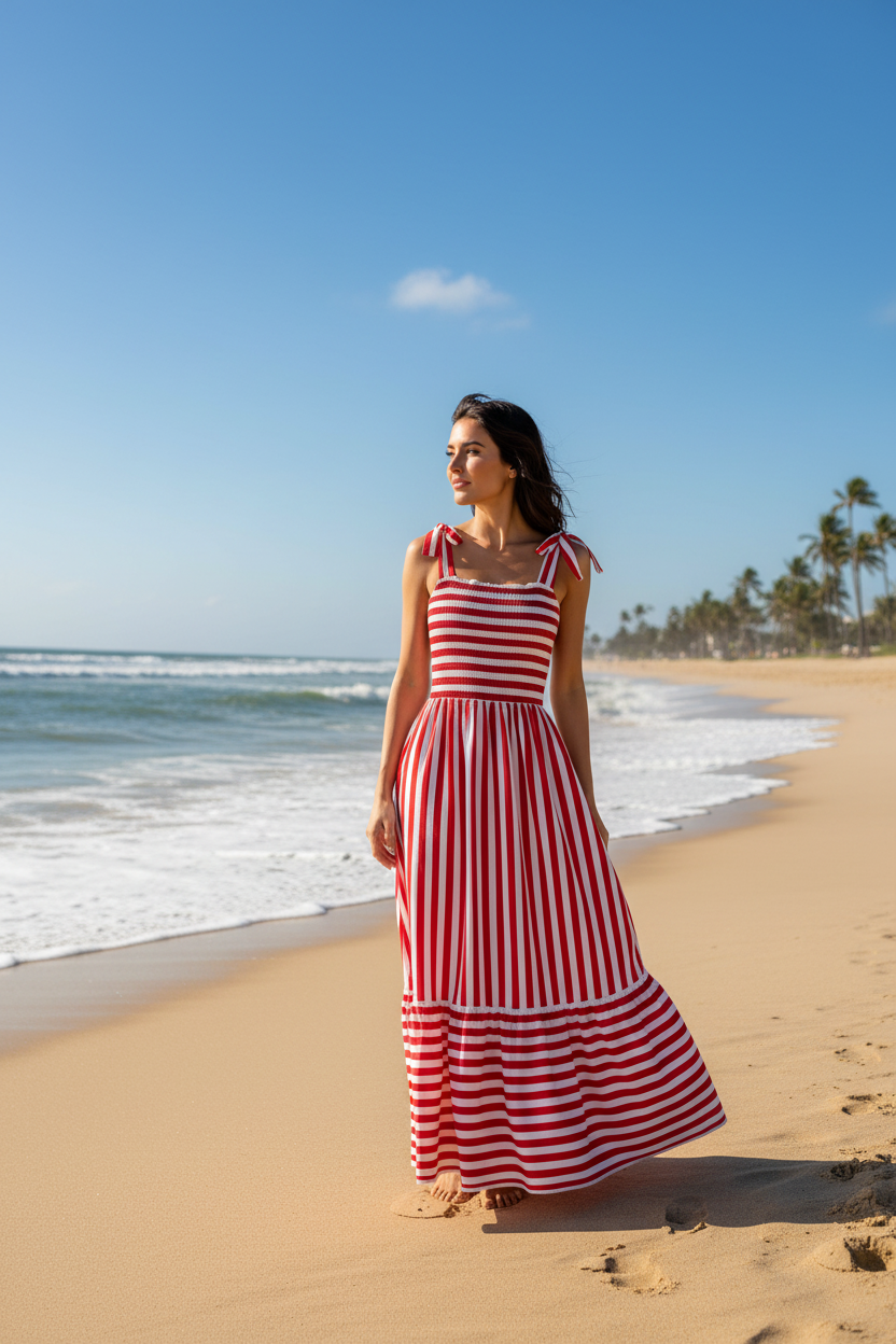 Women's Fashion Long Striped Casual Dress