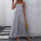 European And American Printed Sling Bohemian Stitching Dress