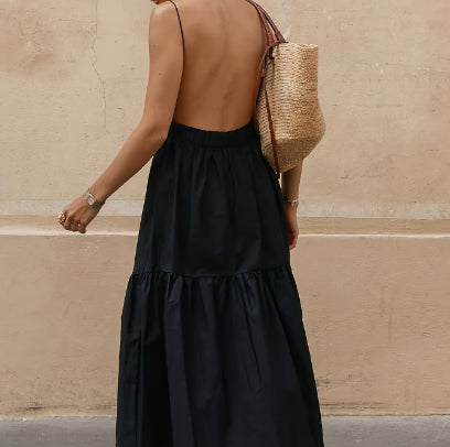 Women's A Line Skirt Backless Sling Dress