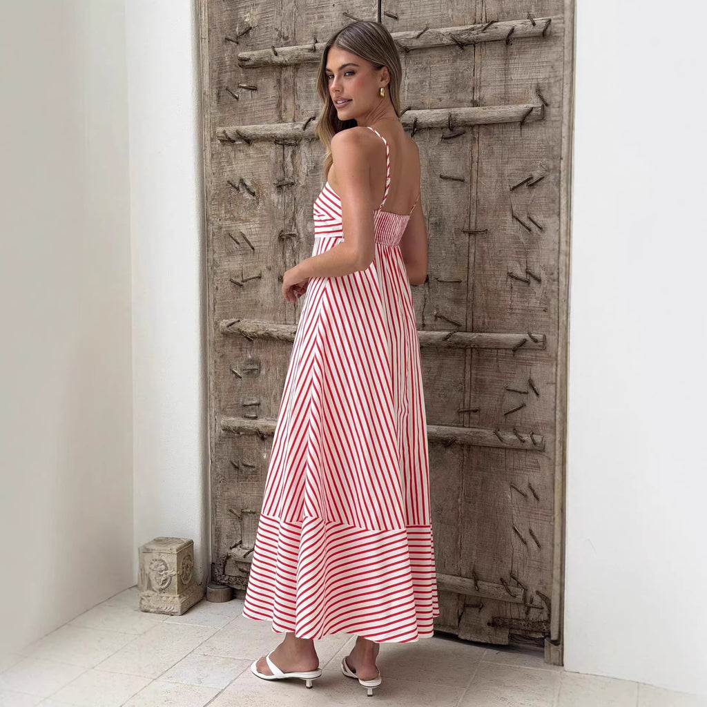 Women Summer Striped Maxi Dress