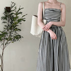 French Riviera Off-Shoulder Stripe Maxi Dress