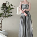 French Riviera Off-Shoulder Stripe Maxi Dress