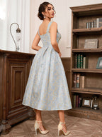 Blue Floral Sling Elegant Sleeveless Slip Outfit for Women